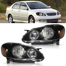 For 2003-2008 Toyota Corolla Front Left and Right Headlights Halogen Lamps Black picture