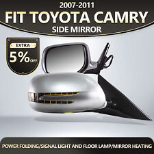 Fit 2007-2011 Toyota Camry Side Mirrors Folding Pair Silver LED Heated 9 Pins picture