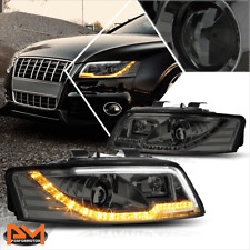 For 02-05 Audi A4 Projector Headlight W/LED DRL+Signal Black Housing Smoked Lens picture