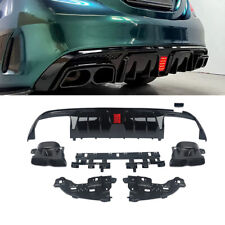 For 15-21 Benz W205 C63 C43 AMG LED Bumper Diffuser+ Exhaust Tips Sedan B Style picture