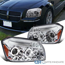 Fit 05-07 Dodge Magnum LED Dual Halo Clear Projector Headlights Lamps Left+Right picture