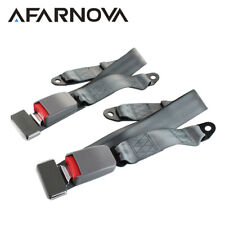 2Sets 2 Point Fixed Replace Belt Lap Strap Seat Belt Buckle Clip Gray Adjustable picture