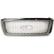 Grille For 2004-2008 Ford F-150 Chrome Shell w/ Beige Insert Plastic picture