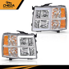 Fit For 2007-13 Chevy Silverado 1500 2500 LED Bar Tube Headlights Lamps Chrome picture
