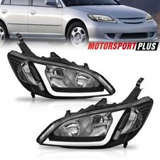 2X Black Housing DRL Led Headlights Assembly For 2004-2005 Honda Civic HO2503121 picture