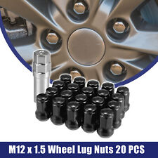 1 Set M12x1.5 Car Heptagon Lug Nut Cone Seat 32mm Screw with Socket Key Black picture