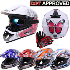 🔥 DOT Youth Kids Dirt Bike ATV Motocross Helmet /Goggles /Gloves 6 Colors S~XL picture