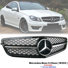  Black Chrome AMG Style Grille W/Emblem For Mercedes Benz W204 C300 C350 2008-14 picture