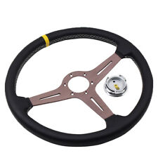 Steering Wheel Deep Corn Perforated Leather 15 inch Classic Titanium Chrome New picture