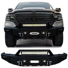 Fits 2019-2024 Dodge Ram 1500 Black Steel Front Bumper with 4xLED Lights&D-Ring picture
