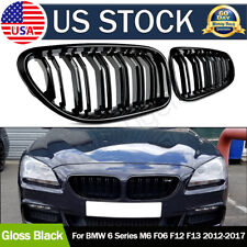 For 12-18 BMW M6 F06 F12 F13 640i 650i Gloss Black Dual Slat Front Kidney Grille picture