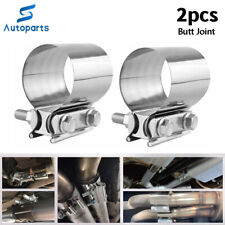 2.25 Inch Butt Joint Band Exhaust Clamp Sleeve Coupler T304 Stainless Steel 2PCS picture