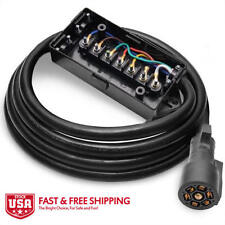 MICTUNING 8ft Trailer Cord 7 Way Plug Inline Junction Box 7-Pole Wiring Harness picture