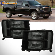 Pair Smoke Lens Headlight Head Lamps For 2007-2014 GMC Sierra 1500 2500 3500 NEW picture