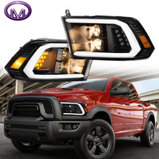 Pair Black LED DRL Turn Signal Headlights For 2009-2018 Dodge Ram 1500 2500 3500 picture