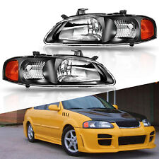 Headlights FOR Nissan Sentra 2000-2003 Light Black Front Headlamps Pair Replace picture
