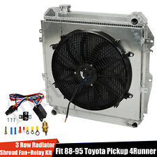 3 Row Radiator+Shroud Fan+Thermostat Relay For 1988-1995 Toyota 4Runner Pickup picture