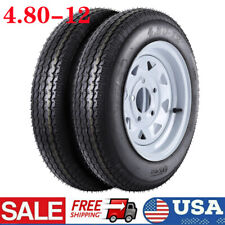 4.80-12 480-12 4.80 X12 Trailer Tires on Rims 5 Lug Road Range C 6 6PR, Set of 2 picture