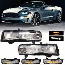 For 2018-2023 Ford Mustang LED DRL Fog Lights Clear Bumper Turn Signal Lamps picture