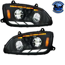 BLACK LED HEADLIGHT FOR 2008-17 KENWORTH T660- PAIR picture