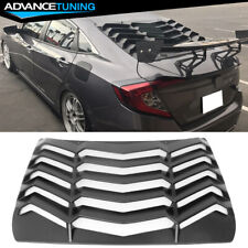 Fits 16-21 Honda Civic Sedan Unpainted Rear Window Louvers Sun Shade Cover ABS picture