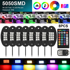 8pcs RGB LED Rock Lights Pod Offroad Truck Boat Lamp Under Glow Remote Control picture