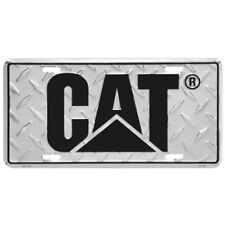CAT Aluminum Diamond Plate License Tag with Black Logo Caterpillar Truck NEW picture