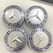 4PCS Blue Wheel Center Caps Emblem Black 75mm  Cover Logo Fit For MercedesBenz picture