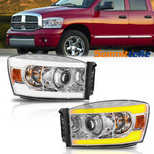 Pair Chrome H7 Projector Headlights Sequential For 2006-2008 Dodge Ram 1500 2500 picture