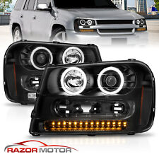 For 2002-2009 Chevy Trailblazer Projector Black Headlights LED Turn Signal picture