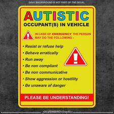 Autistic sticker occupant in vehicle decal autism awareness car truck window #A1 picture