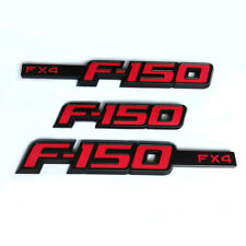 3x OEM F150 Fx4 Side Fender Emblem F-150 Rear Badge 3D logo fits F-150 Black Red picture