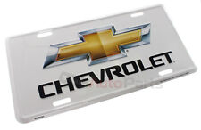 NEW CHEVROLET LICENSE PLATE ALUMINUM STAMPED EMBOSSED METAL BOWTIE WHITE TAG picture