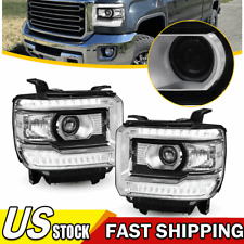 For 2014-2018 GMC Sierra 1500 2500 3500 Head Lights Lamp Clear LED DRL Projector picture