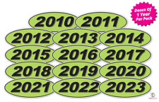 Oval Model Years Vinyl Car Window Stickers (Black/Green) (12 of 1 Year Per Pack) picture