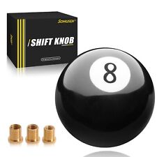 Universal No.8 Billiard Ball Gear Shifter Black Round Shift Knob With 3 Adapters picture