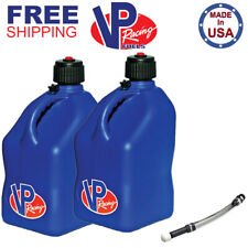 VP Racing 2 Pack Blue 5.5 Gallon Square Utility Jug Gas Can + Deluxe Fill Hose picture