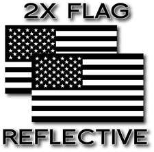 2x REFLECTIVE BLACK USA American Flag Decal 3M Stickers Exterior Various Sizes picture