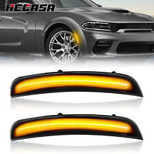 Front Bumper Smoked Side Marker Signal Lights For 2015-2022 2016 Dodge Charger picture