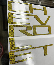 Yellow Carbon Raised Tailgate Plastic Letters Inserts Chevrolet Silverado 19-24 picture