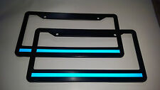 2 EACH Blue Line License Plate Frame thin REFLECTIVE SUPPORT THE POLICE safety picture