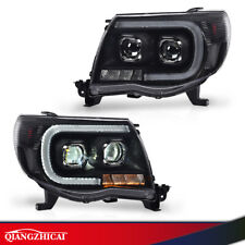 Dual LED Tube Projector Headlights Headlamps Black Fit For Toyota Tacoma 05-11  picture