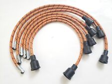 Orange Black Red 7mm Cloth Covered Spark Plug Wire Set Vintage Wires Inline 6 v6 picture