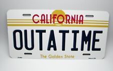 OUTATIME CALIFORNIA METAL CAR LICENSE PLATE TAG.BACK TO THE FUTURE LICENSE PLATE picture