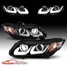 [U Shape LED]For 2012 2013 2014 2015 Honda Civic 2/4Dr Projector BLK Headlights picture