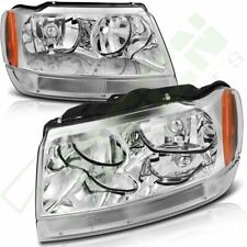 Reflector Headlights Fits 1999-2004 Jeep Grand Cherokee Front Clear Light Pair picture