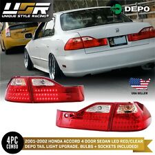DEPO Euro Style Red/Clear LED Tail Light For 2001-2002 Honda Accord 4 Door Sedan picture