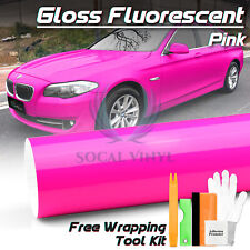 Fluorescent Gloss Neon Pink Car Sticker Decal Vinyl Wrap Air Release Sheet Film picture