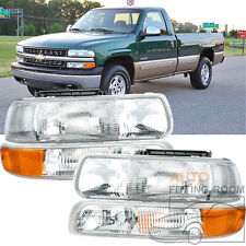 For 99-02 Chevy Silverado Clear Housing Amber Corner Headlights Bumper Head Lamp picture