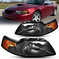 3R3Z13008CA 3R3Z13008DA Fits Ford Mustang 1999-2004 Black Amber Headlights Lamps picture